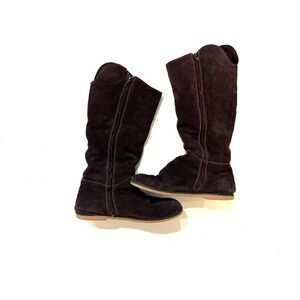 EMU Australia Boots Womens Size 10 Brown Suede Shearling Lined Mid Calf Zip